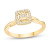 Thumbnail Image 1 of 1/8 CT. T.W. Diamond Cushion Frame Twist Shank Ring in Sterling Silver with 18K Gold Plate