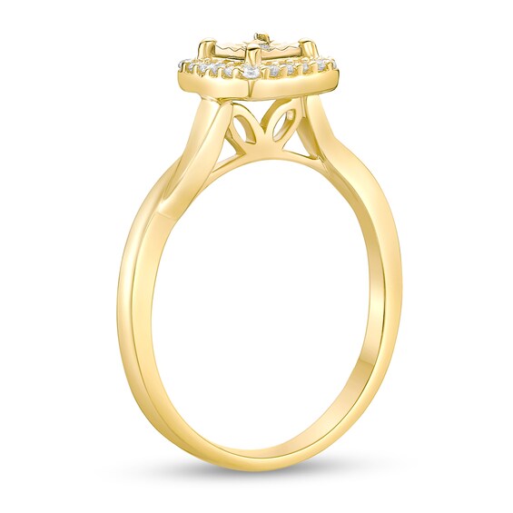 1/8 CT. T.w. Diamond Cushion Frame Twist Shank Ring Sterling Silver with 18K Gold Plate