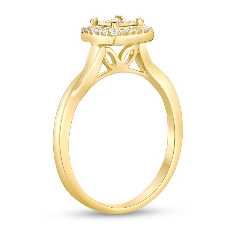Main Image 2 of 1/8 CT. T.W. Diamond Cushion Frame Twist Shank Ring in Sterling Silver with 18K Gold Plate