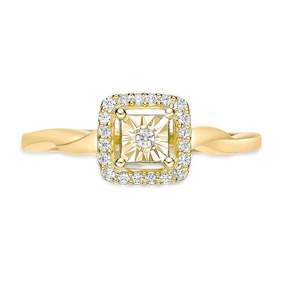 1/8 CT. T.w. Diamond Cushion Frame Twist Shank Ring Sterling Silver with 18K Gold Plate