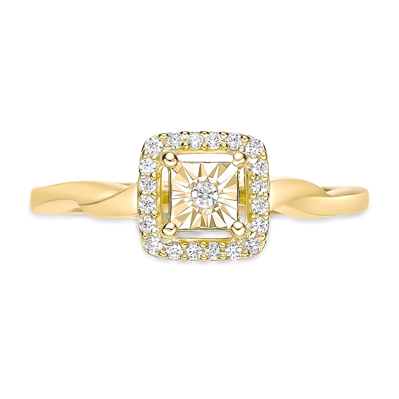 Main Image 4 of 1/8 CT. T.W. Diamond Cushion Frame Twist Shank Ring in Sterling Silver with 18K Gold Plate