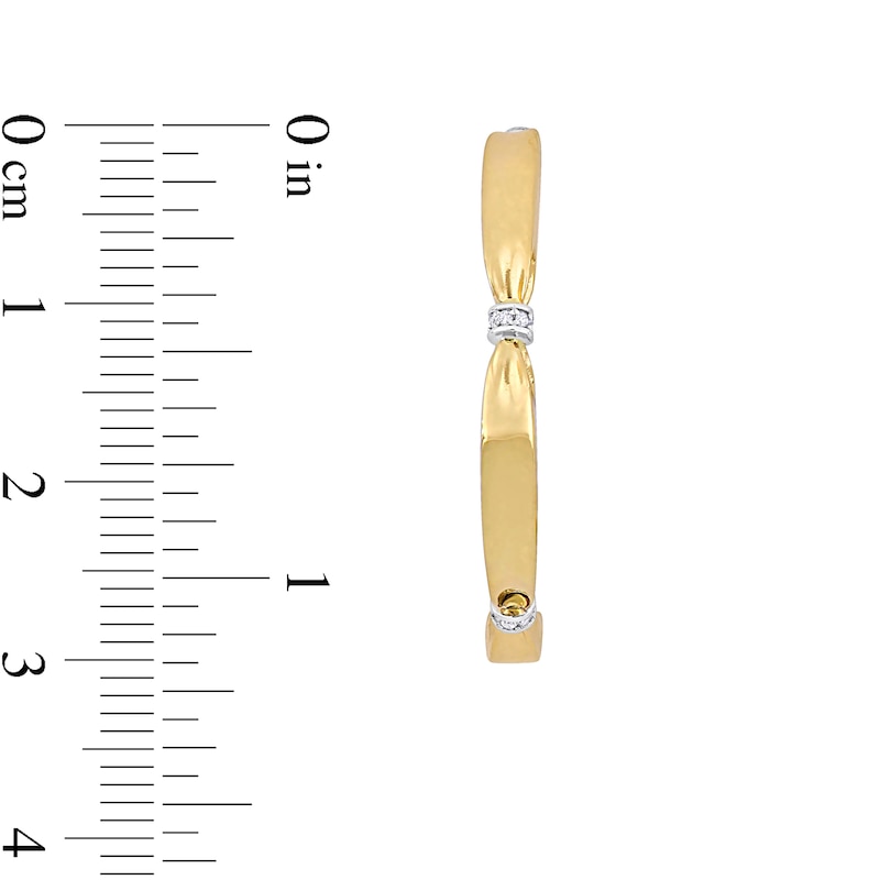 Main Image 2 of Eternally Bonded 1/8 CT. T.W. Diamond Collar Tie Half Hoop Earrings in 14K Gold