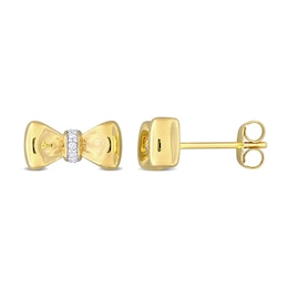 Eternally Bonded 1/20 CT. T.W. Diamond Collar Bow Tie Stud Earrings in 14K Gold