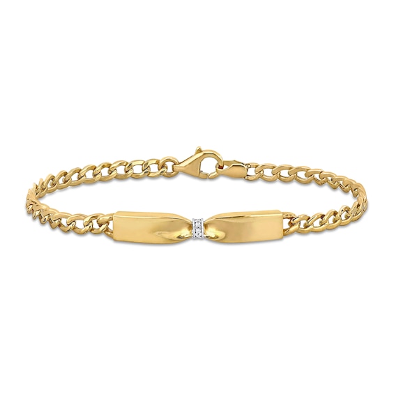 Eternally Bonded 1/20 CT. T.w. Diamond Collar Tie Bar Bracelet in 14K Gold - 7.25"