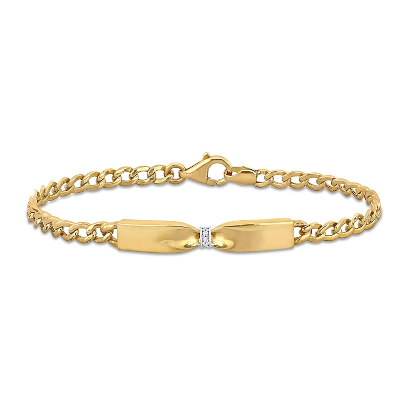 Main Image 1 of Eternally Bonded 1/20 CT. T.W. Diamond Collar Tie Bar Bracelet in 14K Gold - 7.25"