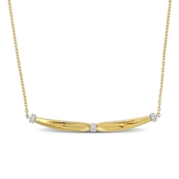 Eternally Bonded 1/20 CT. T.W. Diamond Collar Tie Sideways Bar Necklace in 14K Gold - 16"