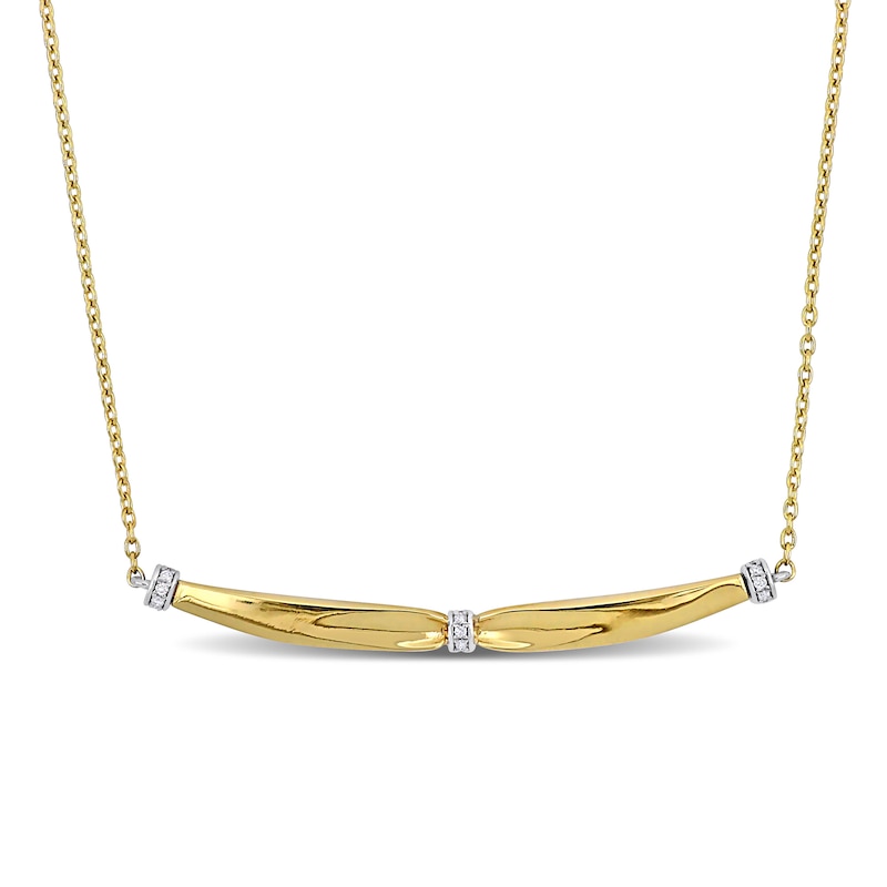 Main Image 1 of Eternally Bonded 1/20 CT. T.W. Diamond Collar Tie Sideways Bar Necklace in 14K Gold - 16"