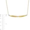 Thumbnail Image 2 of Eternally Bonded 1/20 CT. T.W. Diamond Collar Tie Sideways Bar Necklace in 14K Gold - 16"
