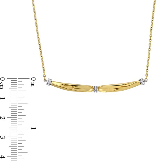 Eternally Bonded 1/20 CT. T.w. Diamond Collar Tie Sideways Bar Necklace in 14K Gold - 16"