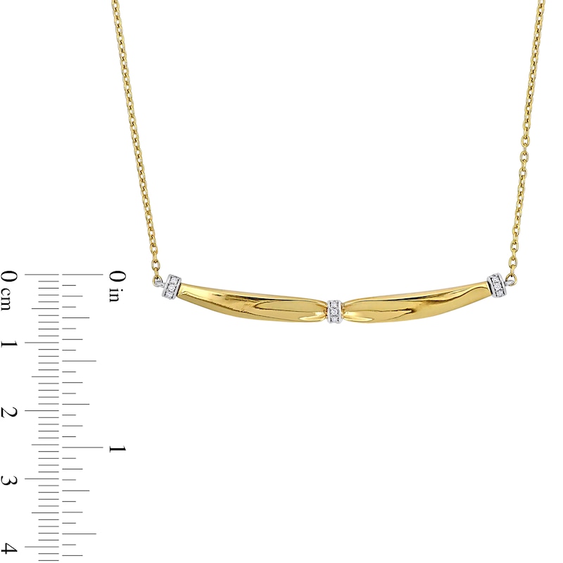 Main Image 2 of Eternally Bonded 1/20 CT. T.W. Diamond Collar Tie Sideways Bar Necklace in 14K Gold - 16"