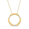 Thumbnail Image 1 of Eternally Bonded 1/20 CT. T.W. Diamond Collar Tie Circle Pendant in 14K Gold