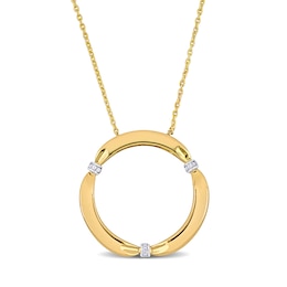 Eternally Bonded 1/20 CT. T.W. Diamond Collar Tie Circle Pendant in 14K Gold