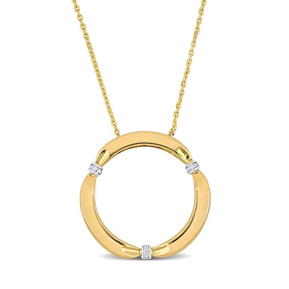 Eternally Bonded 1/20 CT. T.w. Diamond Collar Tie Circle Pendant in 14K Gold