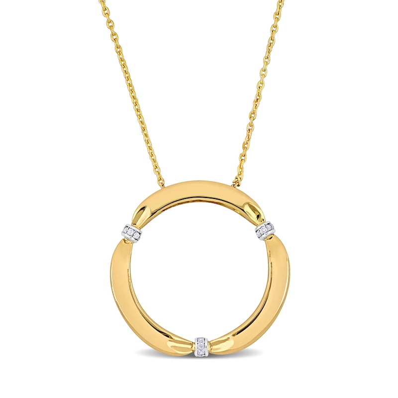Main Image 1 of Eternally Bonded 1/20 CT. T.W. Diamond Collar Tie Circle Pendant in 14K Gold