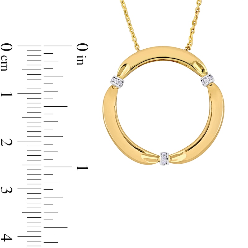 Main Image 2 of Eternally Bonded 1/20 CT. T.W. Diamond Collar Tie Circle Pendant in 14K Gold