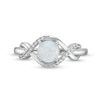 Thumbnail Image 4 of Lab-Created Opal and White Lab-Created Sapphire Infinity Ribbon Pendant, Ring and Drop Earrings Set in Sterling Silver