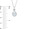 Thumbnail Image 5 of Lab-Created Opal and White Lab-Created Sapphire Infinity Ribbon Pendant, Ring and Drop Earrings Set in Sterling Silver