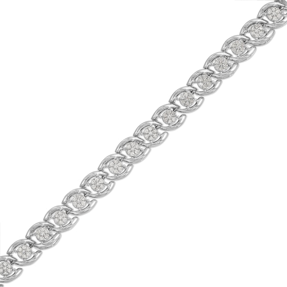1 CT. T.w. Multi-Diamond Cascading Line Bracelet in Sterling Silver - 7.25"