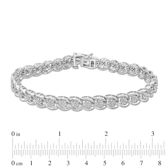 1 CT. T.w. Multi-Diamond Cascading Line Bracelet in Sterling Silver - 7.25"
