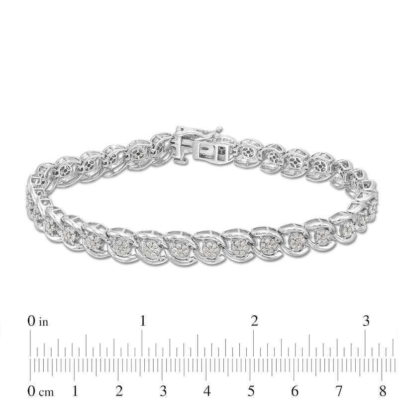 1 CT. T.W. Multi-Diamond Cascading Line Bracelet in Sterling Silver - 7.25"