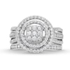 Thumbnail Image 3 of 1 CT. T.W. Cushion Multi-Diamond Triple Row Split Shank Bridal Set in 10K White Gold