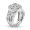Thumbnail Image 4 of 1 CT. T.W. Cushion Multi-Diamond Triple Row Split Shank Bridal Set in 10K White Gold