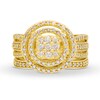 Thumbnail Image 3 of 1 CT. T.W. Cushion Multi-Diamond Triple Row Split Shank Bridal Set in 10K Gold