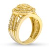 Thumbnail Image 4 of 1 CT. T.W. Cushion Multi-Diamond Triple Row Split Shank Bridal Set in 10K Gold