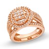 Thumbnail Image 1 of 1 CT. T.W. Cushion Multi-Diamond Triple Row Split Shank Bridal Set in 10K Rose Gold