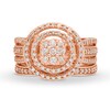 Thumbnail Image 3 of 1 CT. T.W. Cushion Multi-Diamond Triple Row Split Shank Bridal Set in 10K Rose Gold