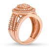 Thumbnail Image 4 of 1 CT. T.W. Cushion Multi-Diamond Triple Row Split Shank Bridal Set in 10K Rose Gold