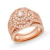 Thumbnail Image 1 of 1-1/2 CT. T.W. Diamond Frame Celtic-Style Flower Bridal Set in 10K Rose Gold