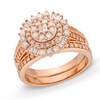 Thumbnail Image 0 of 1 CT. T.W. Multi-Diamond Sunburst Frame Double Row Bridal Set in 10K Rose Gold
