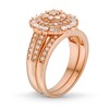 Thumbnail Image 3 of 1 CT. T.W. Multi-Diamond Sunburst Frame Double Row Bridal Set in 10K Rose Gold