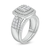 Thumbnail Image 4 of 1-1/3 CT. T.W. Cushion Multi-Diamond Bow-Tie Bridal Set in 10K White Gold