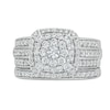 Thumbnail Image 3 of 1-1/4 CT. T.W. Cushion Multi-Diamond Triple Row Bridal Set in 10K White Gold