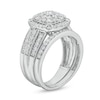 Thumbnail Image 4 of 1-1/4 CT. T.W. Cushion Multi-Diamond Triple Row Bridal Set in 10K White Gold