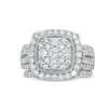 Thumbnail Image 3 of 2 CT. T.W. Cushion Multi-Diamond Frame Split Shank Vintage-Style Bridal Set in 10K White Gold