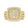 Thumbnail Image 3 of 2 CT. T.W. Cushion Multi-Diamond Frame Split Shank Vintage-Style Bridal Set in 10K Gold