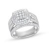 Thumbnail Image 1 of 1 CT. T.W. Princess Multi-Diamond Cushion Frame Bridal Set in 10K White Gold