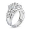 Thumbnail Image 3 of 1 CT. T.W. Princess Multi-Diamond Cushion Frame Bridal Set in 10K White Gold