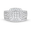 Thumbnail Image 4 of 1 CT. T.W. Princess Multi-Diamond Cushion Frame Bridal Set in 10K White Gold