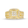 Thumbnail Image 4 of 1 CT. T.W. Princess Multi-Diamond Cushion Frame Bridal Set in 10K Gold