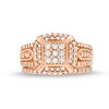 Thumbnail Image 4 of 1 CT. T.W. Princess Multi-Diamond Cushion Frame Bridal Set in 10K Rose Gold