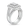 Thumbnail Image 3 of 1 CT. T.W. Emerald Multi-Diamond Triple Row Split Shank Bridal Set in 10K White Gold