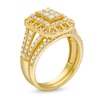 Thumbnail Image 3 of 1 CT. T.W. Emerald Multi-Diamond Triple Row Split Shank Bridal Set in 10K Gold