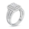 Thumbnail Image 3 of 1-1/4 CT. T.W. Emerald Multi-Diamond Elongated Art Deco Split Shank Bridal Set in 10K White Gold