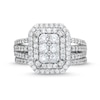 Thumbnail Image 4 of 1-1/4 CT. T.W. Emerald Multi-Diamond Elongated Art Deco Split Shank Bridal Set in 10K White Gold
