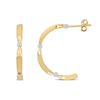 Thumbnail Image 1 of Eternally Bonded 1/8 CT. T.W. Diamond Collar Tie Half Hoop Earrings in 14K Gold