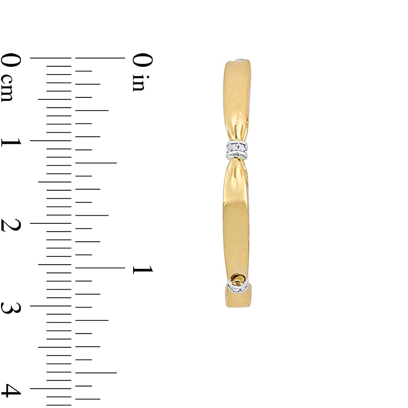 Main Image 2 of Eternally Bonded 1/8 CT. T.W. Diamond Collar Tie Half Hoop Earrings in 14K Gold
